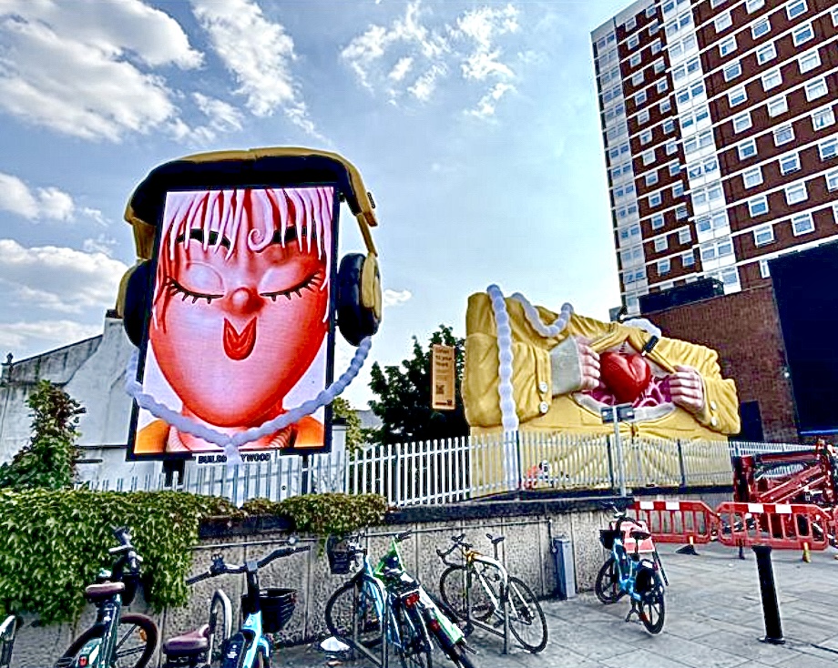 Shepherds Bush De-Rigging Giant Headphones