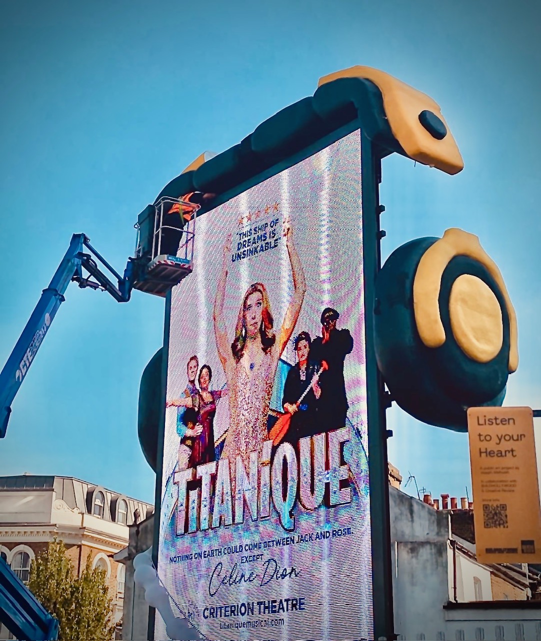 Shepherds Bush De-Rigging Giant Headphones