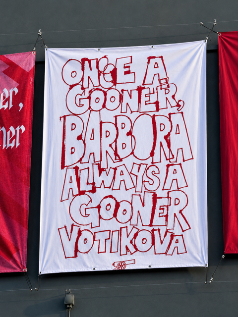 Arsenal Parade Graphics & Flag Installations Two cherry pickers helping transform North London for the celebrations