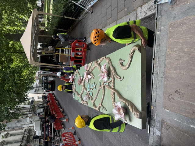 Annabel's Summer Party Facade Installation Multiple cherry pickers, traffic management and licensing support for another iconic Mayfair transformation